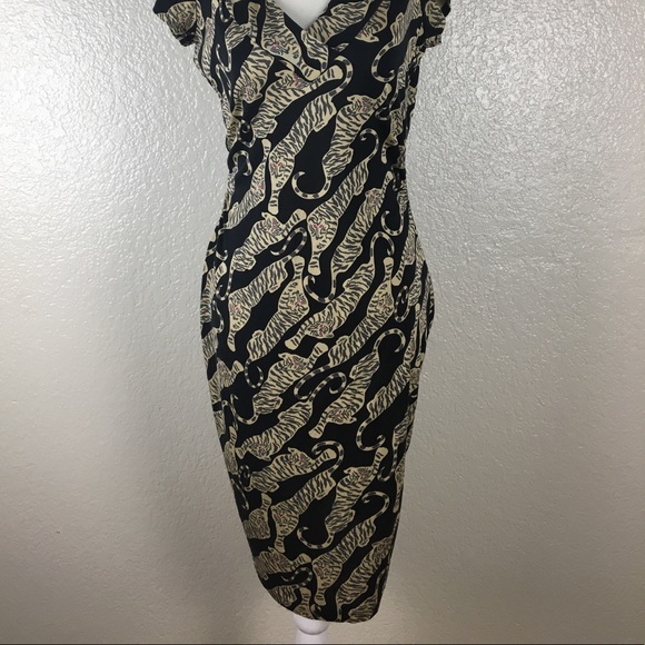 DVF Vintage Tiger Bodycon Midi Dress - Picture 1 of 5